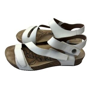 Josef Seibel Tonga 25 White Leather Strappy Cork Wedge Sandals EU 39 US 8.5 Boho